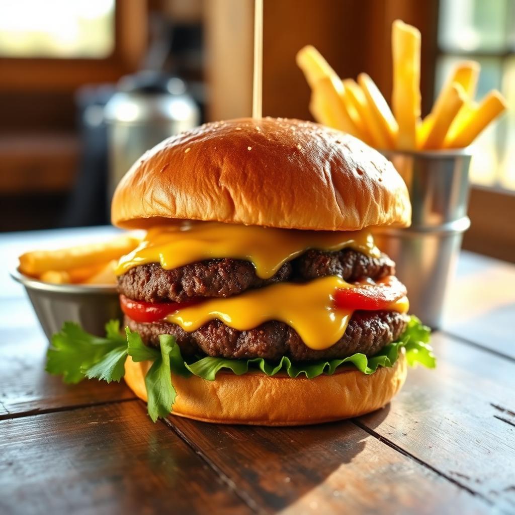 Cheeseburger and fries